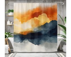 Floraweg douchegordijn, badkamergordijn, abstracte aquarelstijl, hoogwaardig materiaal, digitaal bedrukt, schimmelbestendig, inclusief 12 haken, waterdicht, machinewasbaar, polyester, 180 x 200 cm