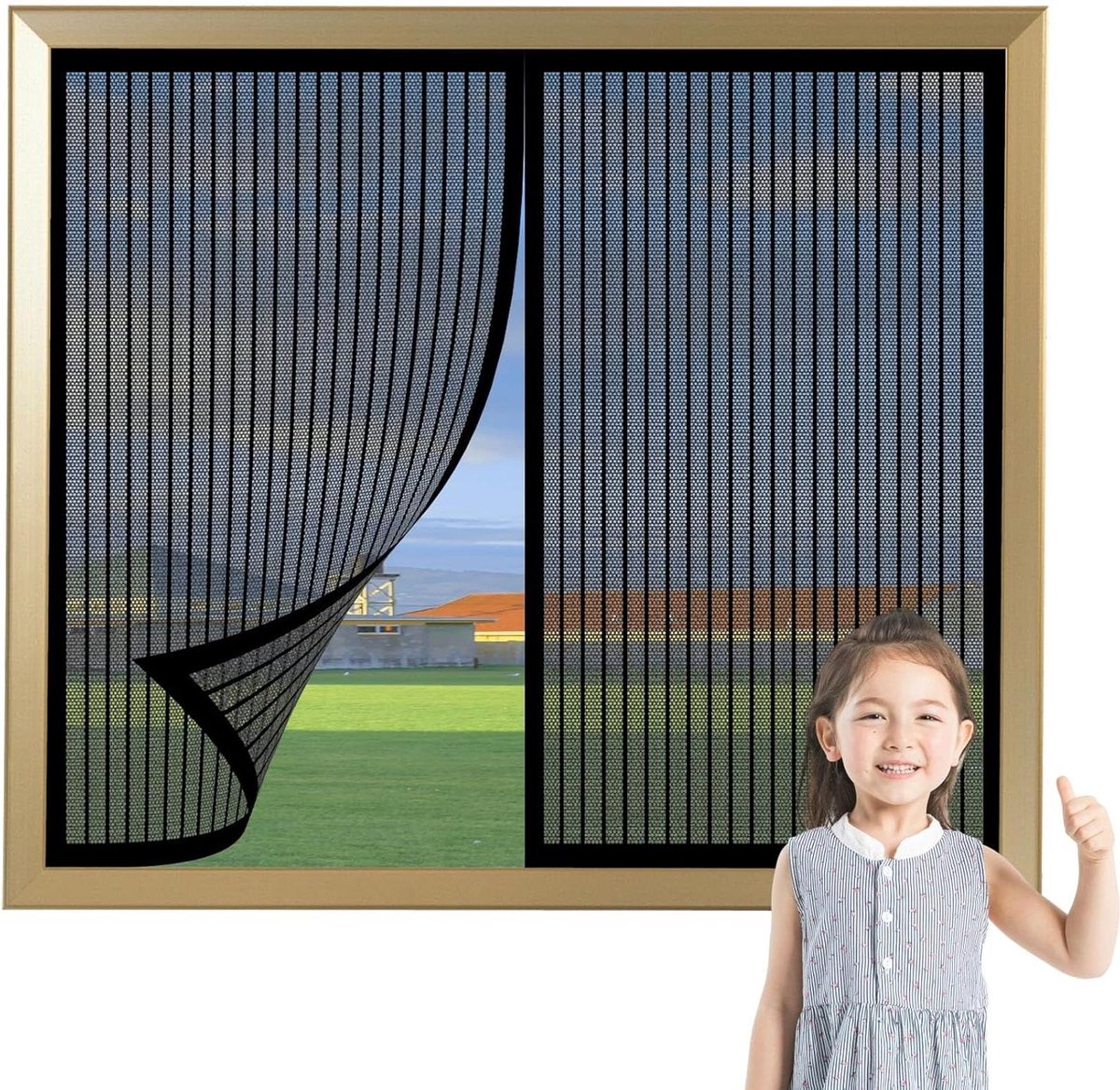 Horren voor Ramen - Vliegenhor Insectengordijn - Insecten Buiten Houden - Zonder Boren te Installeren - 45 x 240 cm