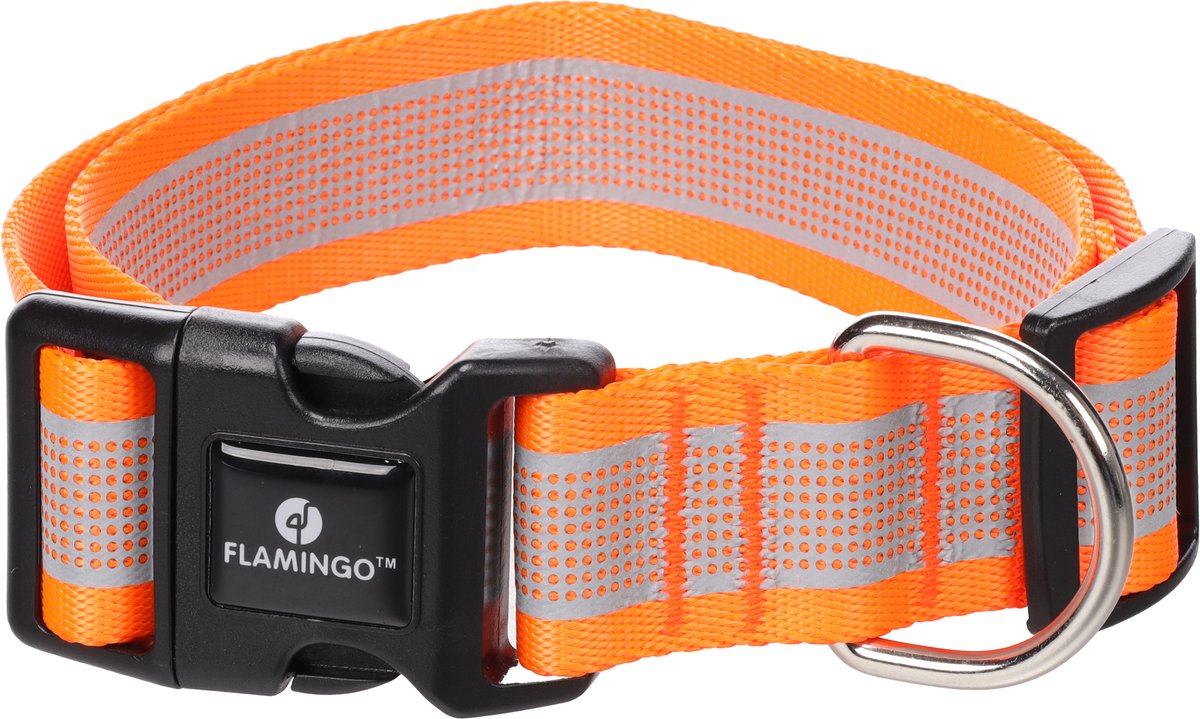 Hond Halsband Fierro Fluo oranje XL 55-75cm 40mm