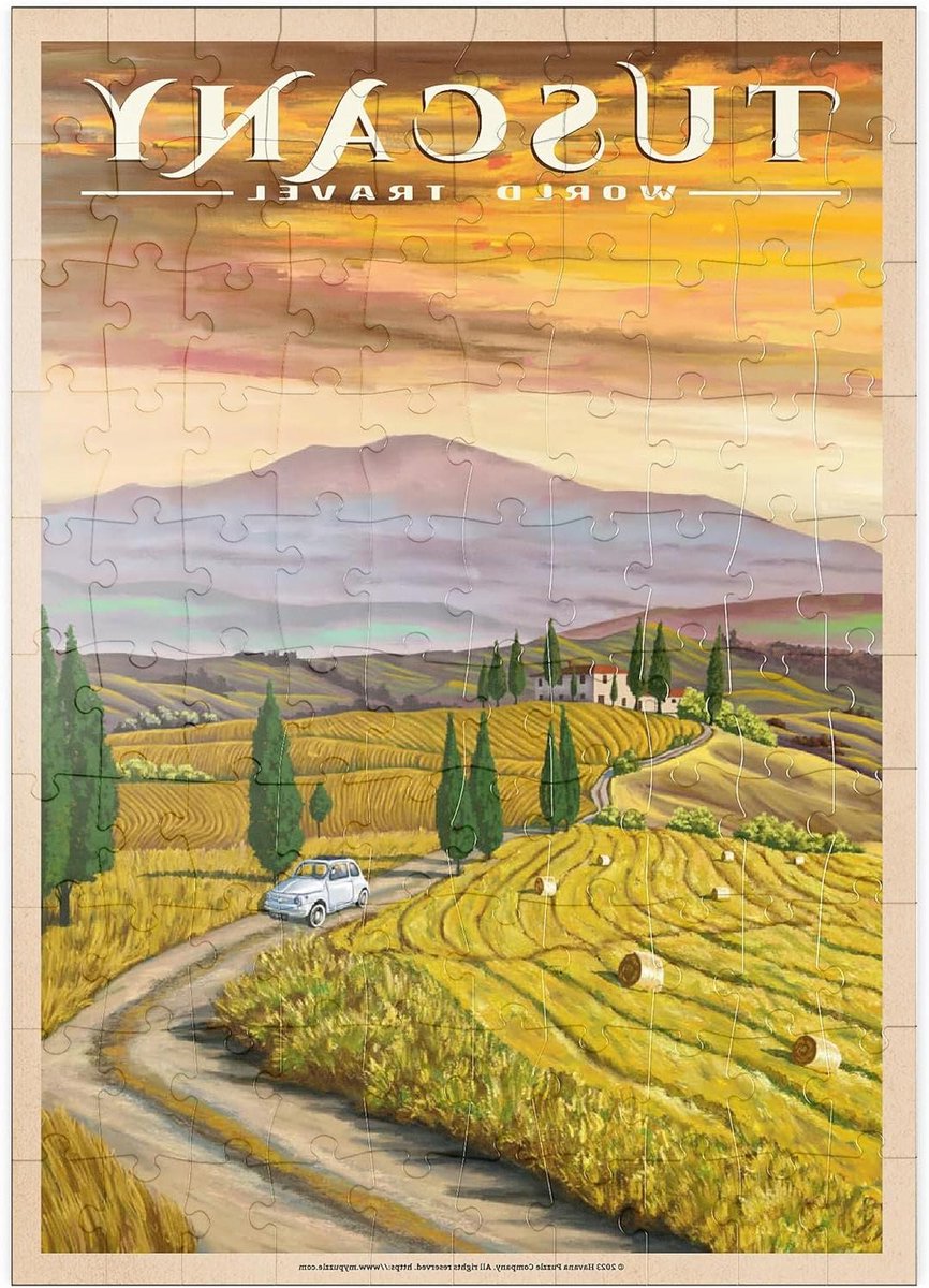 Legpuzzel Toscane - Reisposter Puzzel - Ontspannen Tijdverdrijf - Hoge Resolutie Print - 100 Stukjes - Multicolor