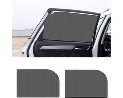 2-delige autogordijn - auto accessories - zonwering auto - Zonnescherm voor zijruiten - Muggennet - Zonnescherm voor zomerreizen - 64,5*64 cm - Zwart - Gaas
