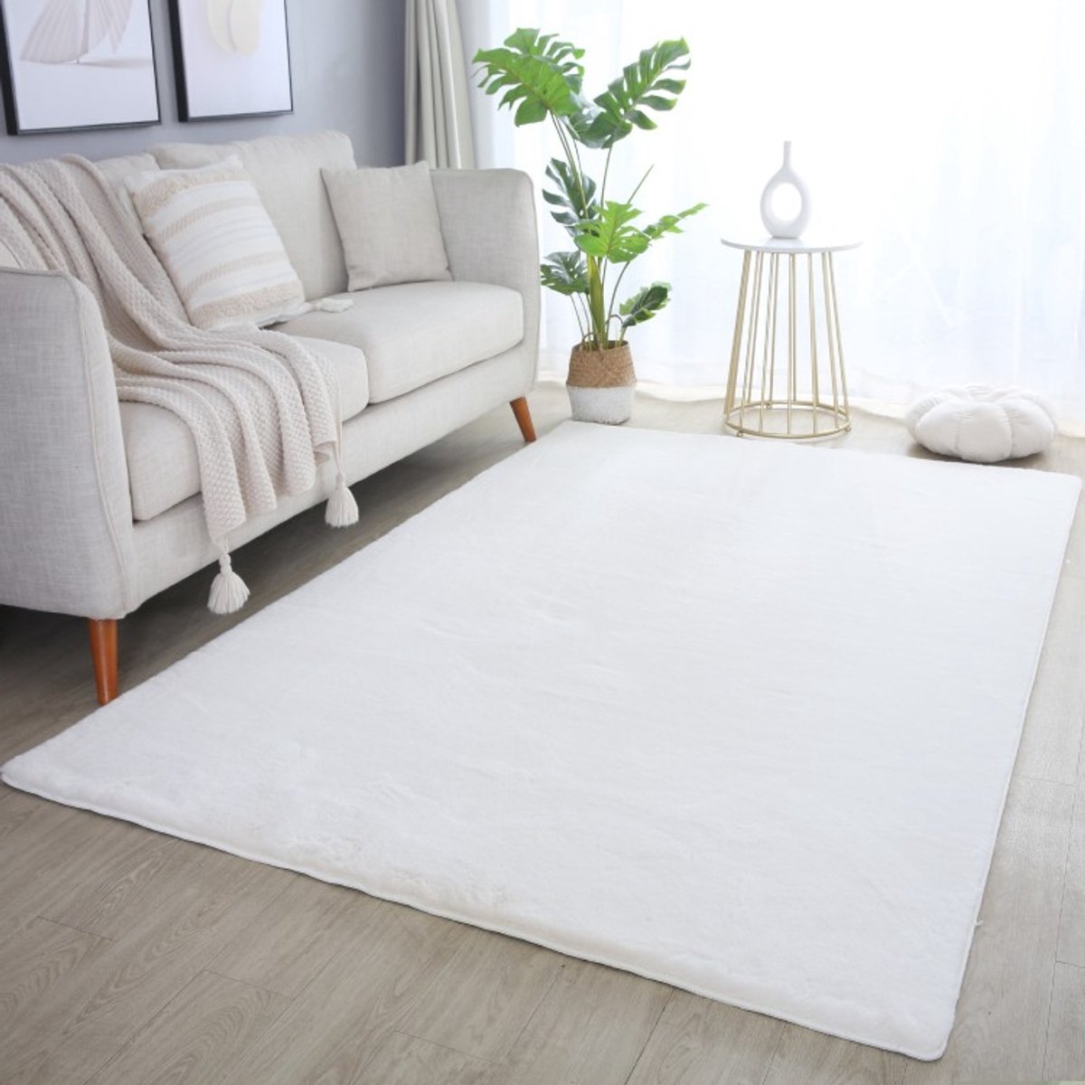 Binnenkleed, crèmekleurig, katoen, voor de woonkamer, Scandinavische stijl, platgeweven. 200x290 cm