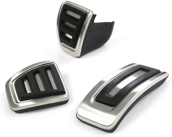 Pedaalkappen 3-delig - Sport pedalen - Auto interieur tuning - Geborsteld RVS - 3 stuks - Zwart zilver — afbeelding 2