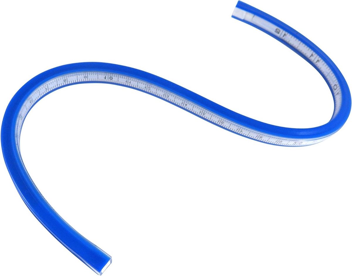 Flexibele kromme liniaal - Meetlint krommingen - Contouren tekenen - Ingebouwde meting - 12 inch - Grijs