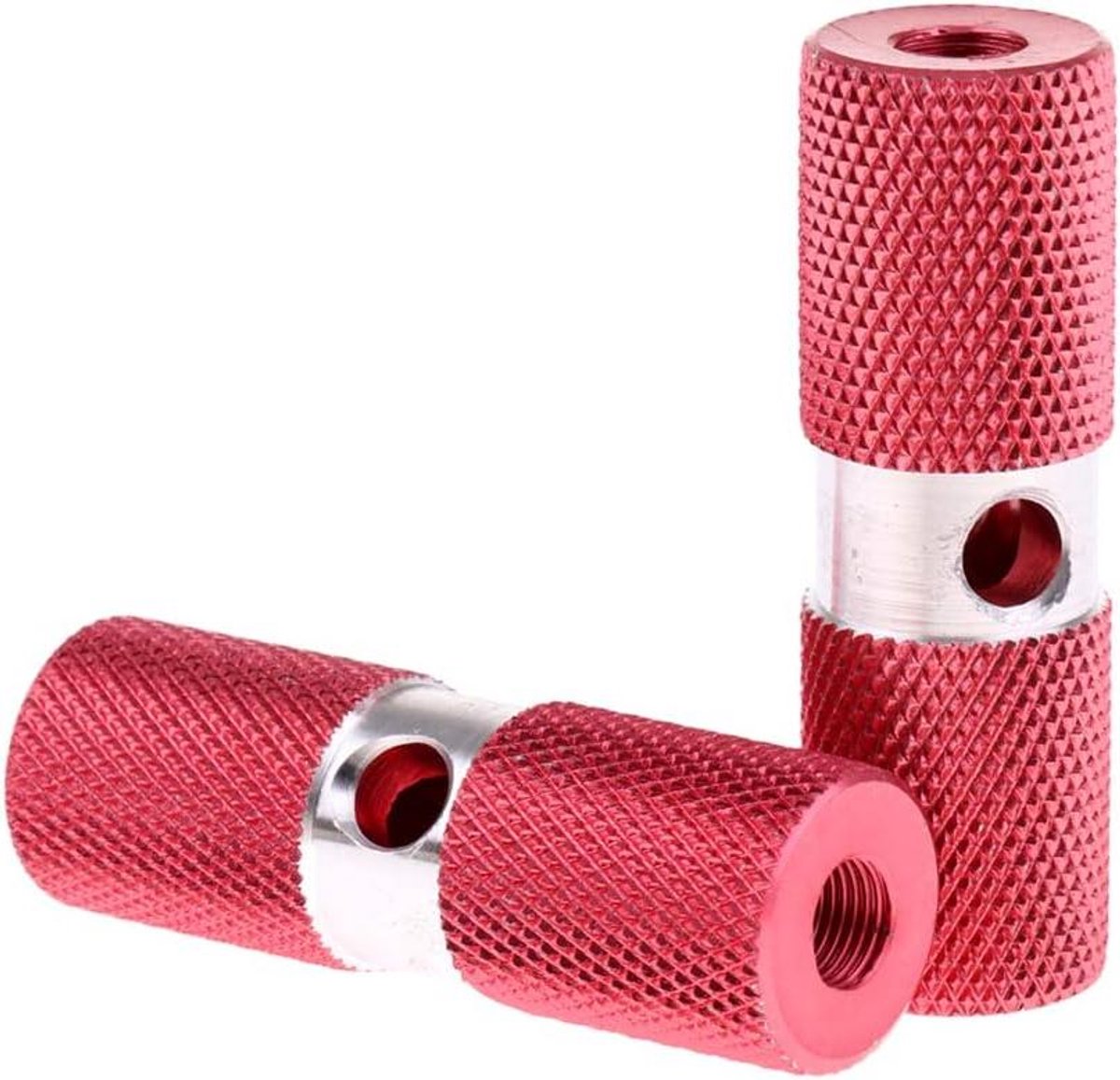 Fietspennen Aluminium - Voetpedalen Achterbank - Fiets Tricks Uitvoeren - Cilindervorm Anti-slip - 70 mm Lengte - Rood