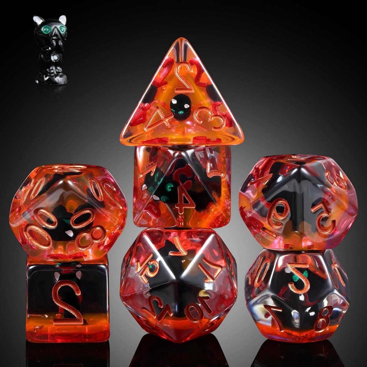 Dobbelstenen Set - RPG Dobbelstenen - Rollenspellen Spelen - Handgemaakt Hars - 16mm - Zwart