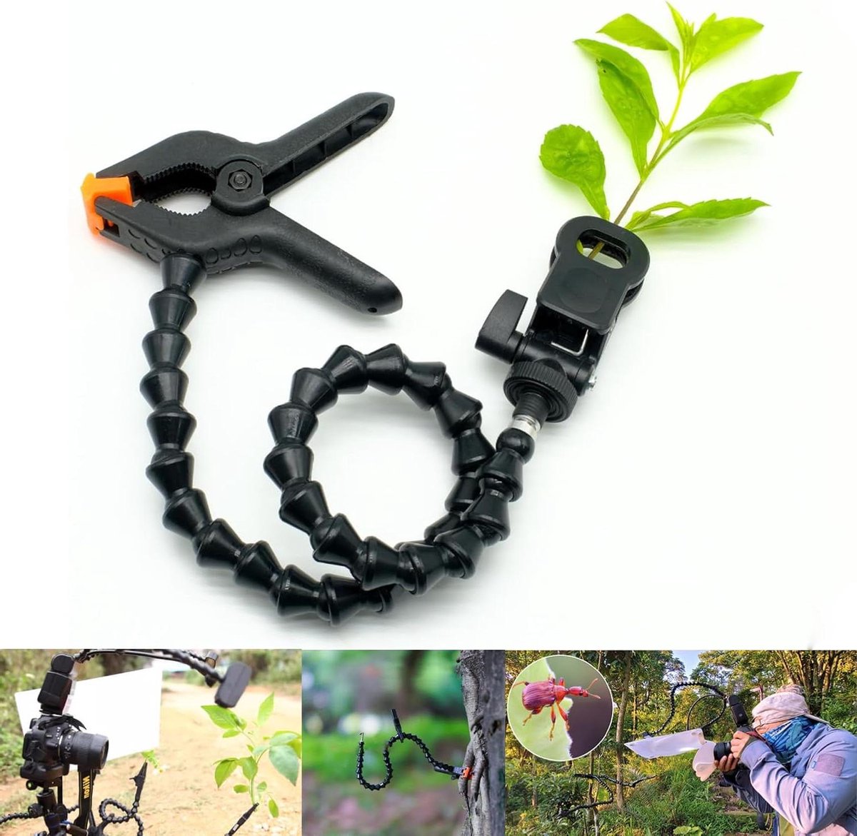 Macroklem - Verstelbare Arm - Macro Fotografie - 360° Draaibare Clip - 60 cm - Zwart