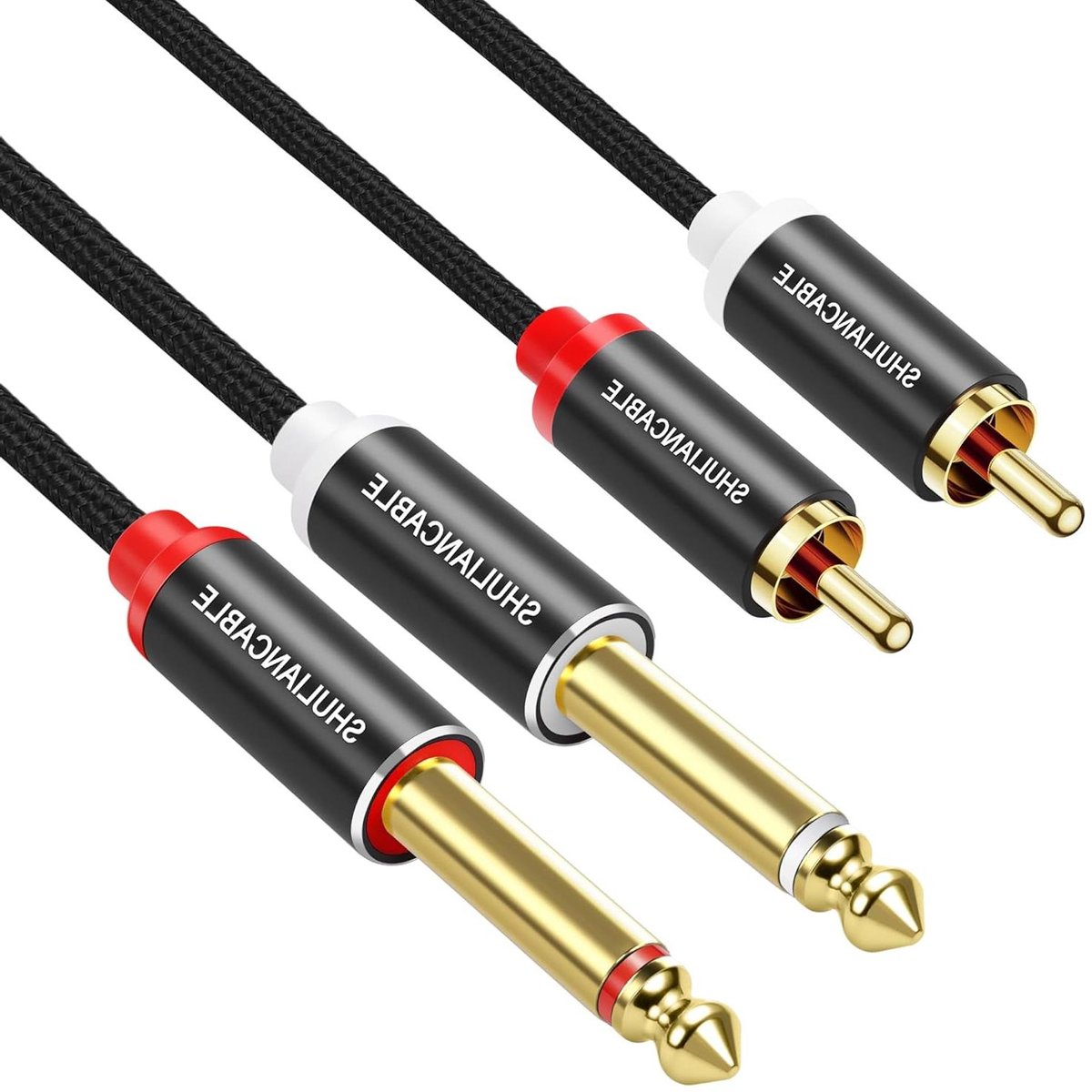 Audio Kabel - Jack naar RCA - Muziek Luisteren - Dubbel Afgeschermd - 3 meter - Goudkleurig