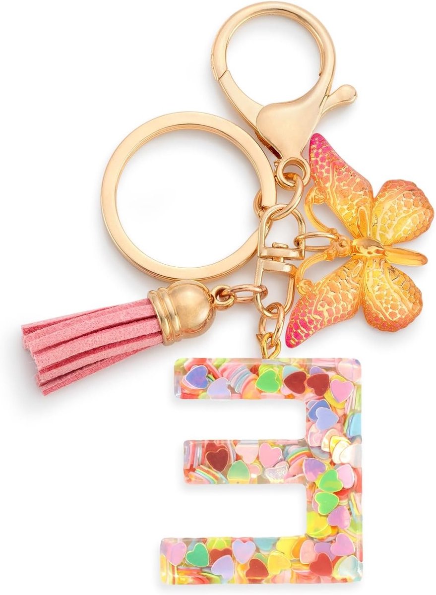 Schattige roze sleutelhanger met vlinder en hart voor meisjes en vrouwen, perfect voor schooltassen en accessoires