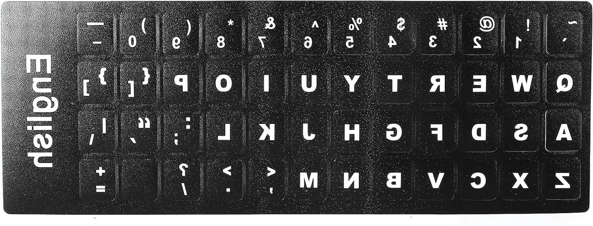 Universele Engelse Toetsenbord Stickers voor PC en Laptop, Zwart, PVC, Geschikt voor 10 tot 17 inch Toetsenborden, Duurzaam en Waterbestendig