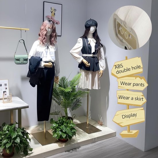 Dames Mannequin - Etalagepop Buste - Kleding Presenteren - Afneembare Kop en Armen - Verstelbaar 140-190 cm - Zilver — afbeelding 2