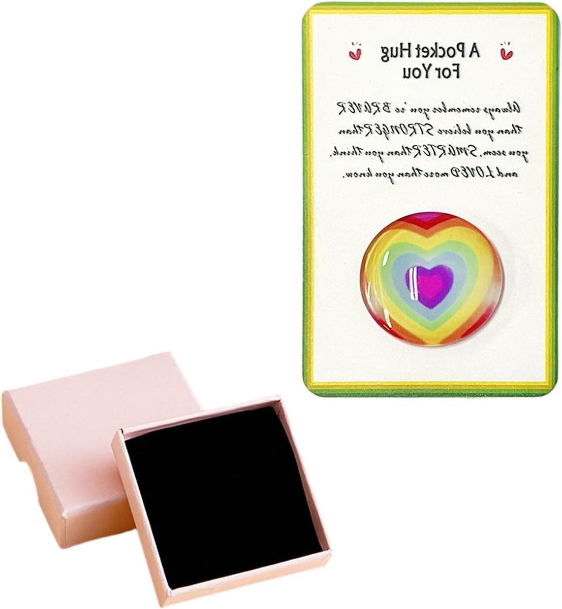 Embrace cadeau met hartvorm, kleurrijke regenboog, perfect voor Moederdag en als gemis geschenk