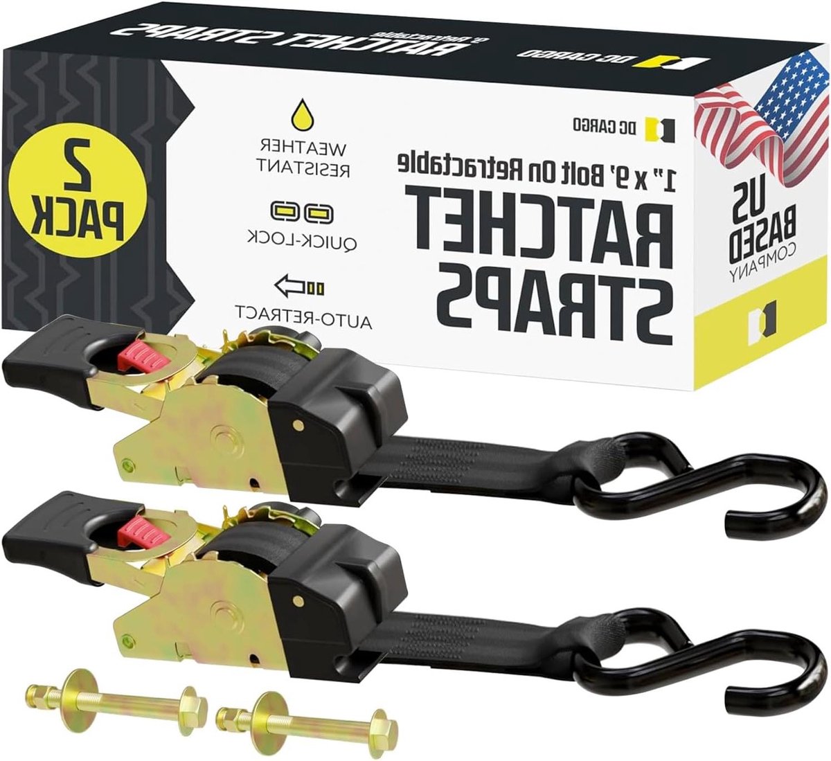 Intrekbare Ratelriemen - Spanbanden Zelfintrekbaar - Lading Beveiligen - Vinyl Gecoate Haken - 272 kg Laadvermogen - Verzinkt