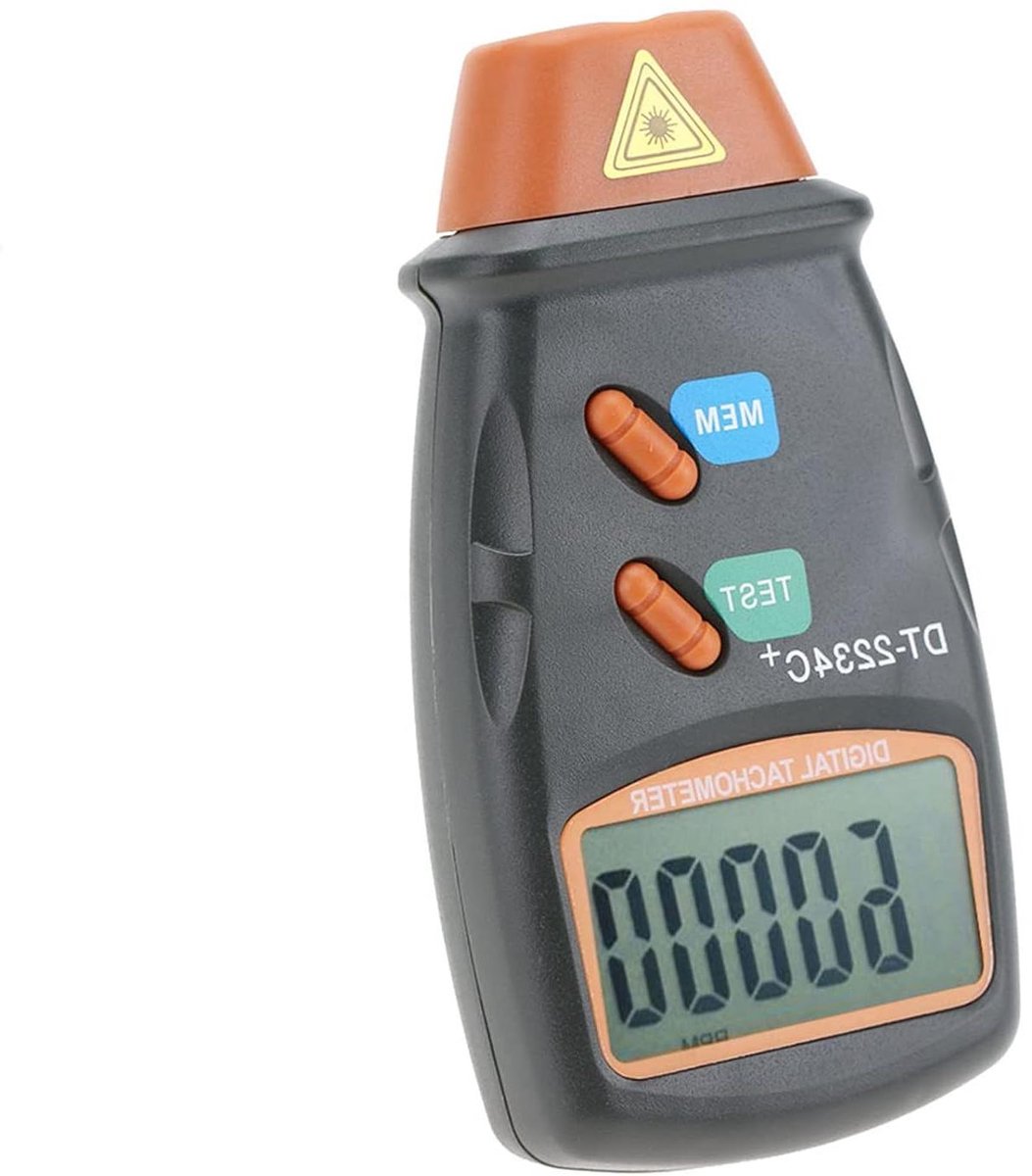 Digitale Snelheidsmeter - Toerenteller LCD - Meten van Snelheid - Contactloze Meting - 99.999 Omw/min - Grijs