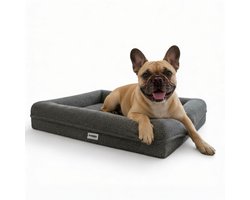 Pebble Orthopedische hondenmand - 71 x 58 cm - Hondenbed - Teddy Grijs - Stevige hondenmand - Kleine Honden