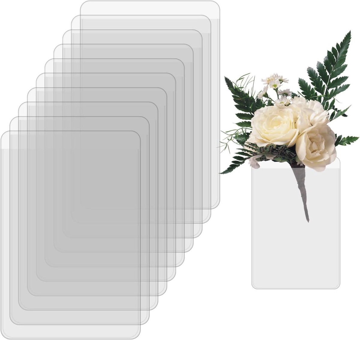 Corsage Hoesjes - Boutonniere Houder - Feestdecoratie Bevestigen - Zachte Doorzichtige PVC - 10 stuks - Transparant