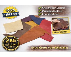 2KG Leder Resten/Echt Leer/Kleuren Assorti/Hobby/Creatief/Knutsel Leer