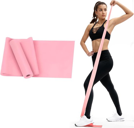 1 Stuks Weerstandsband Voor Dames En Heren – Elastische Fitnessband Latexvrij – Voor Krachttraining - Yoga En Thuisworkouts – Roze - 58.8in