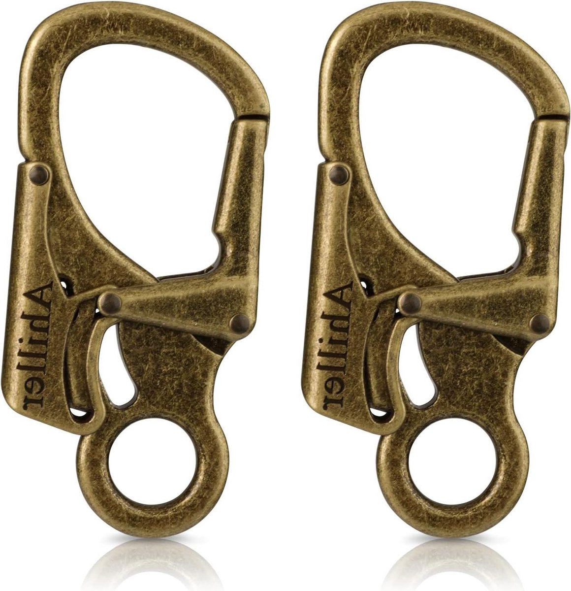 Karabiner Sleutelclip - Sleutelhanger clip - Outdoor bevestiging - Dubbele vergrendeling - 79 cm - Brons