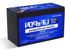 Lithium Batterij - Accu LiFePO4 - Stroomvoorziening Buiten - Lichtgewicht Ontwerp - 12 V 8 Ah - Zwart