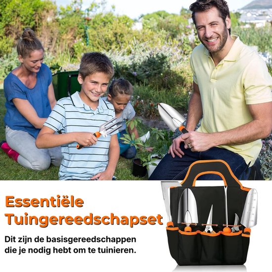 Tuingereedschap 10-Delig Complete Set van RVS voor Tuinieren - Tuingereedschapset Met Snoeischaar, Schep & Hark voor Dagelijks Gebruik - Tuinset Duurzaam & Ergonomisch Design - Incl. Draagtas voor Eenvoudig Opbergen van Merkloos	 — afbeelding 4
