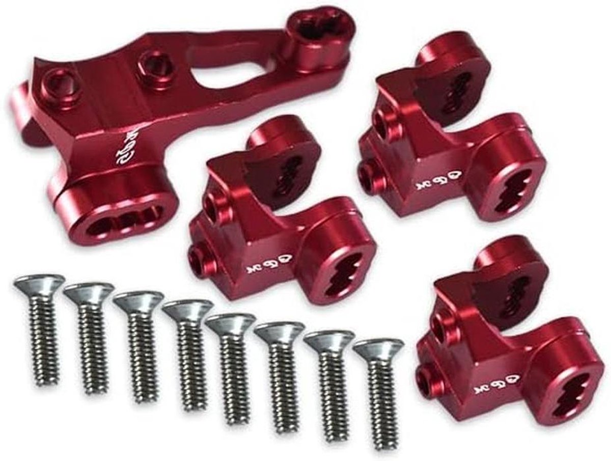 Aluminium Axle Mount Set - Onderstel Onderdelen - Crawler Stabiliseren - Verstevigd Metaal - 4 Stuks - Rood