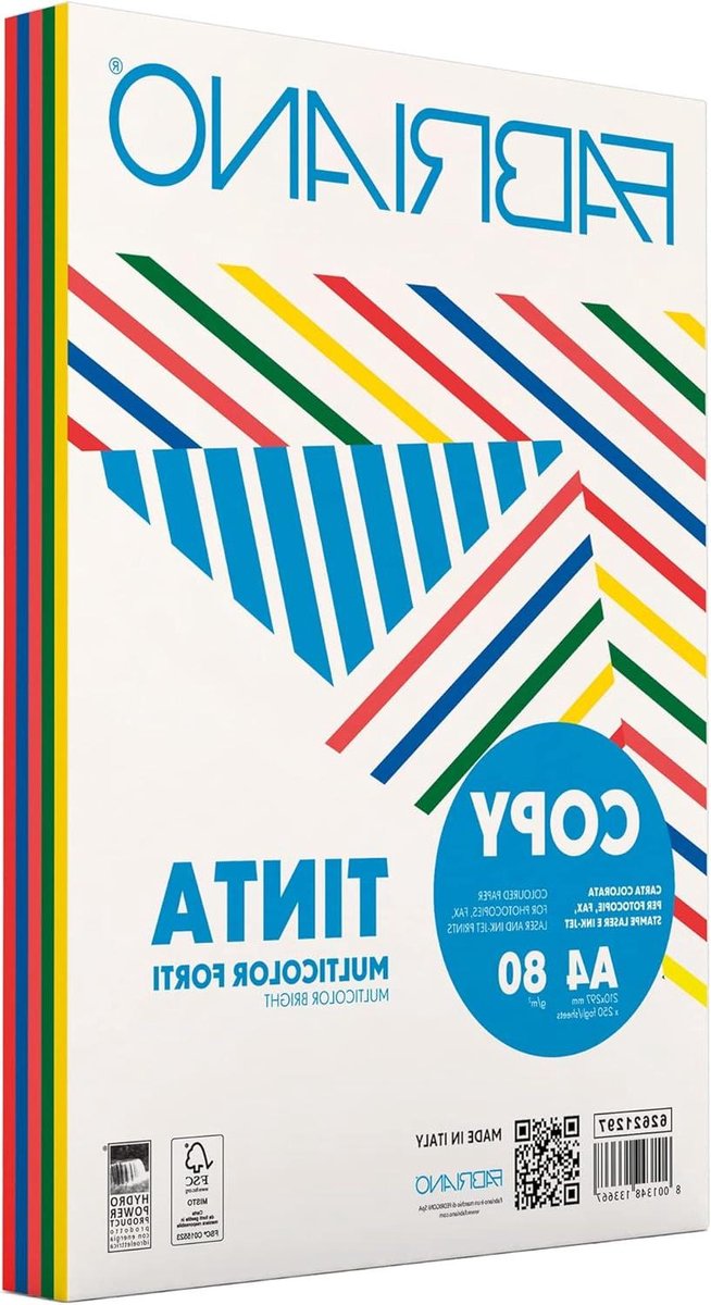 Gekleurd Papier - Kleurrijk Papier - Creatief Printen - 5 Kleuren Mix - 250 Vellen A4 - Assorti