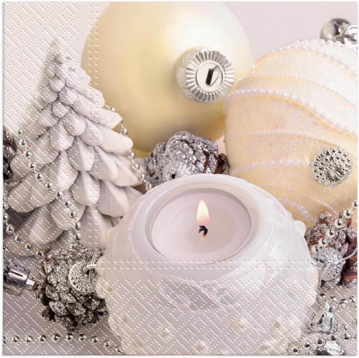 Kerstservetten - Papieren servetten - Kerstdecoratie - 3-laags papier - 33 x 33 cm - Wit