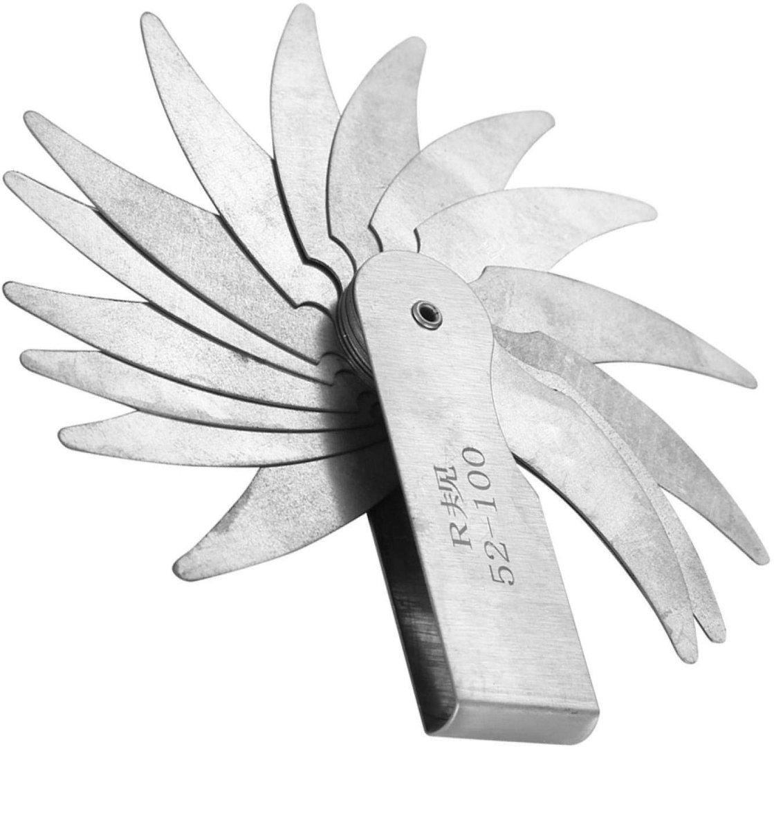 aladdien - Radiusmeter - Meethulpmiddel - R52-100MM - Roestvrij staal - Convex en concave metingen - Geschikt voor precisie metingen