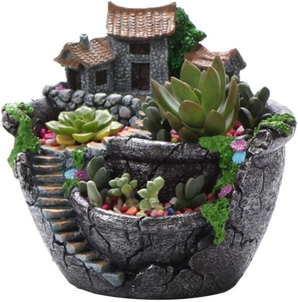 DIY Bloempot voor Vetplanten, Mini Fairy Garden Plantenbak voor Binnen en Buiten, Perfect voor Tuin- en Feestdecoratie