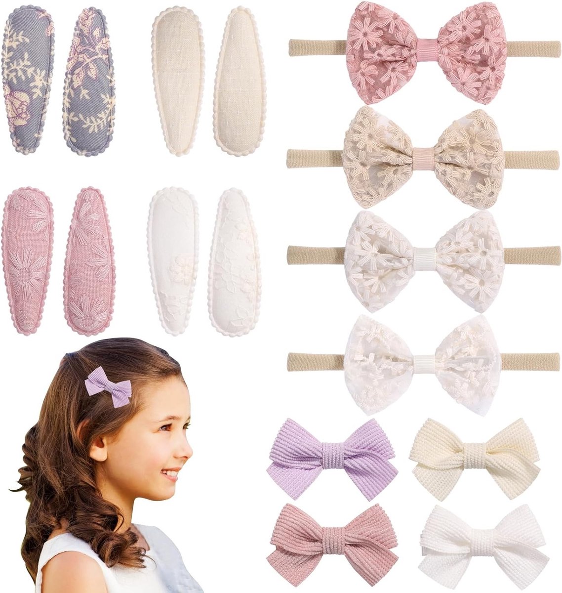 Kleurige Haarstrikken voor Meisjes - 12 Stuks Haaraccessoires voor Feestjes, Dagelijks Gebruik en Festivals