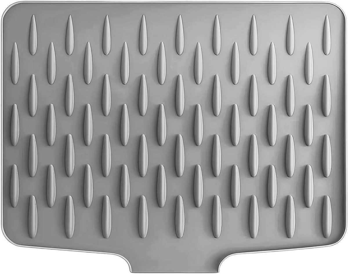 Lichtgrijze siliconen afvoermat, lekbestendig werkbladbeschermer, 40 × 32,5 cm, ideaal voor keukens, afvoerfunctie, geschikt voor servies en potten