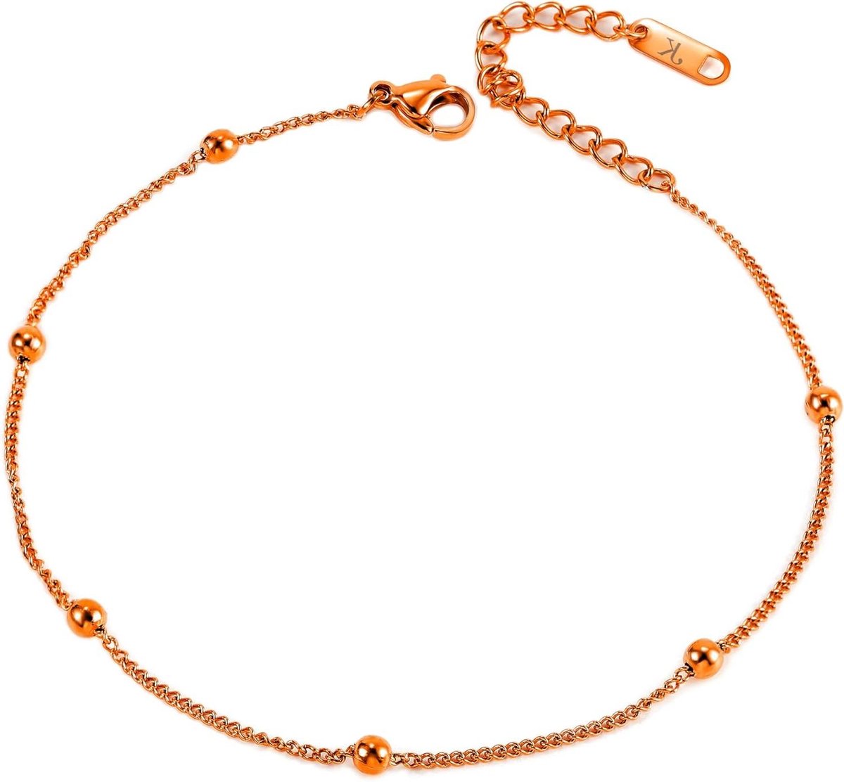 Ankelbandje Vrouwen - Voetketting - Zomerse Accessoire - Waterproof Roze Goud - Verstelbaar - Roségoud