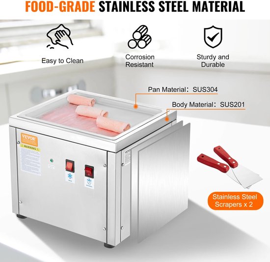 Novari - IJsmachine - IJsrol machine - Frozen yoghurt - Snelle koeling - Compressor - Ruim werkoppervlak - Stil in gebruik <60DB van Merkloos — afbeelding 2