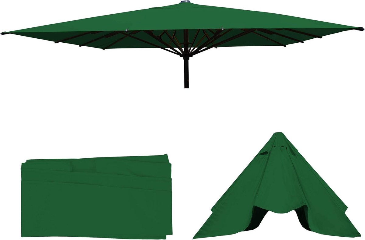Luxe Vervangende Parasolhoes 5x5m (Ø 7,2m) Waterdicht Polyester 250g/m² – Donkergroen voor Grote Catering Parasol