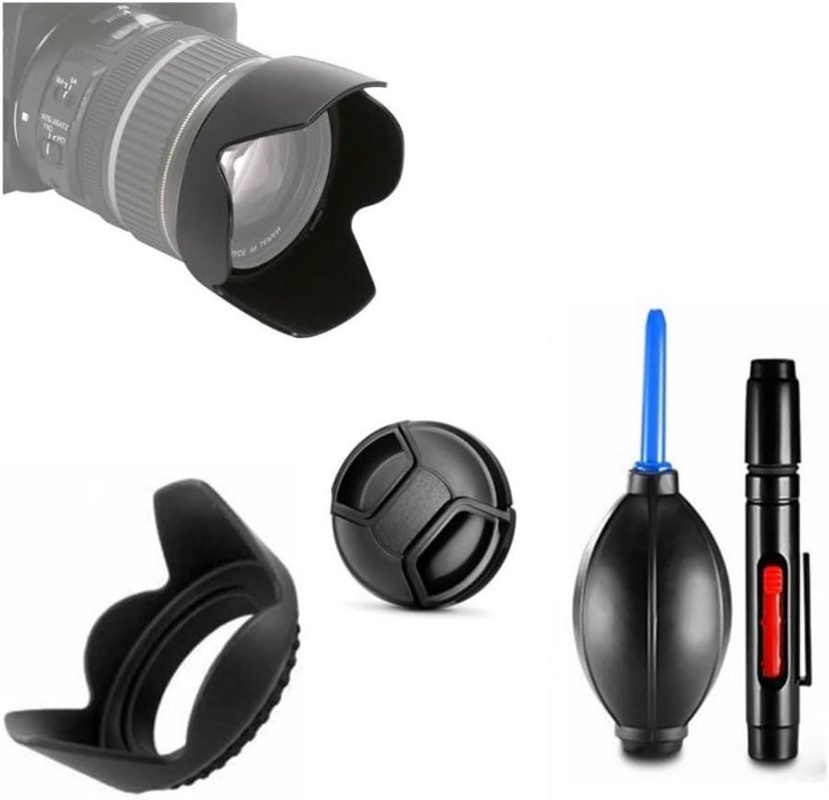Camera Accessoires Set - Lens Kit - Camera Onderhoud - Voorkomt Verstrooid Licht - 55mm - Zwart