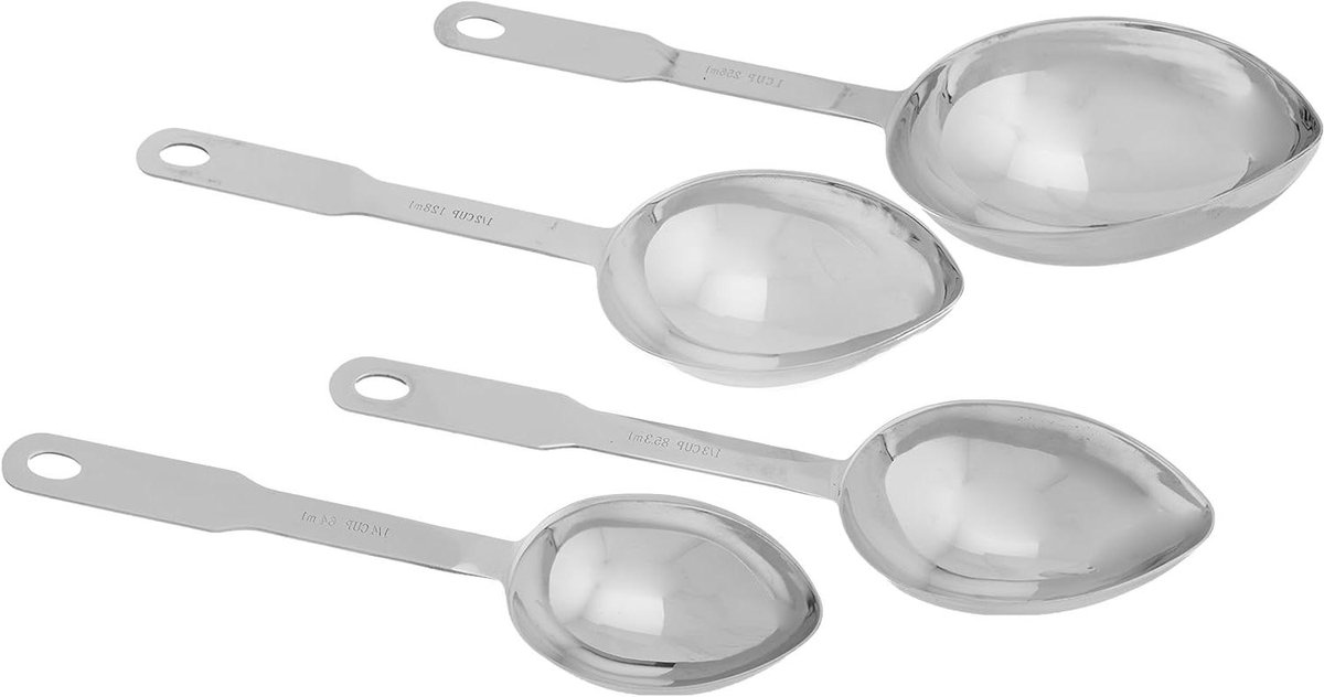 RVS Maatlepels - Meetlepels Set - Keuken Gebruik - Zware Kwaliteit Staal - 4 Delig - Zilver