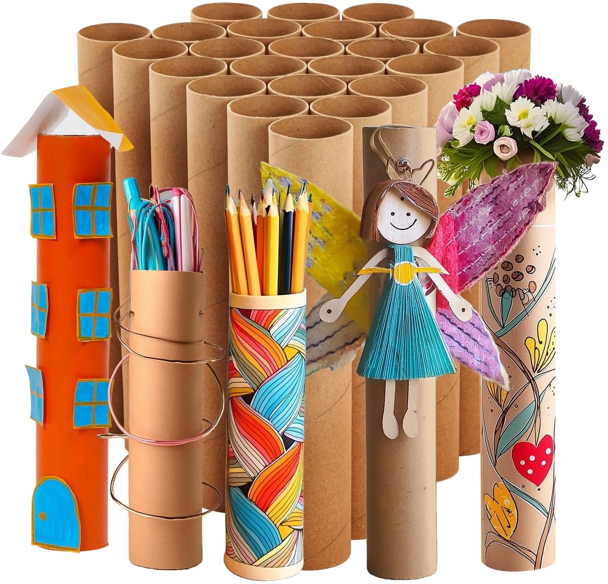 Store_7 - Kartonnen Rollen - Creatief Knutselen - 24-Pack - Bruin - Handgemaakt Projecten - Ontwikkel Creativiteit - Geschikt voor Kinderen