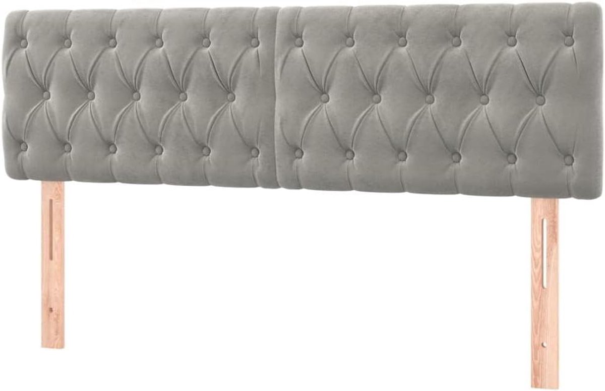 Hoofdbord LED - Bedhoofdeinde Hout - Beddecoratie - Verstelbare Hoogte - 144x7x78/88 cm - Lichtgrijs