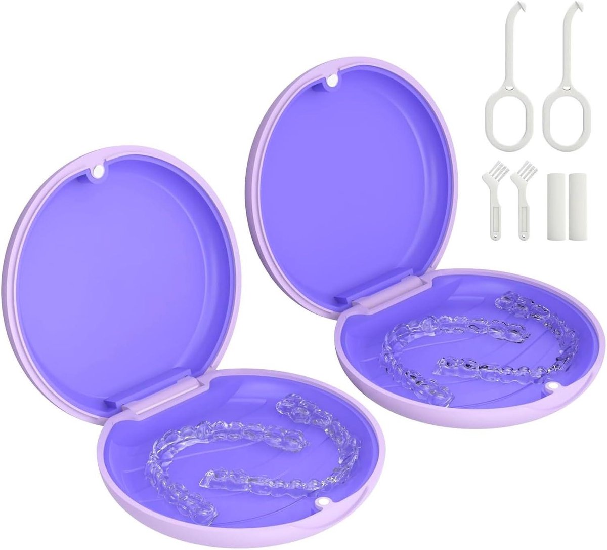 Retainer Houder - Mondbeschermer Doosje - Orthodontische Opslag - Magneetsluiting - 8.79 x 8.71 x 5 cm - Paars