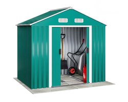 DnA® Tuinhuis - Tuinhuis Hout - Tuinhuisjes Metaal - Groen - 132cm x 188cm x 196cm