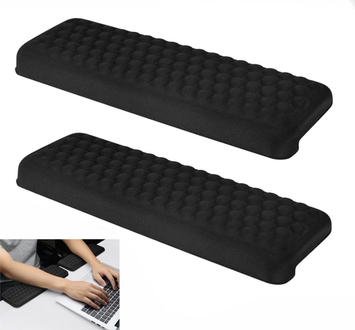 Armsteun voor tafelgebruik, pols- en elleboogsteun, onderarmdrukverlichting, ideaal voor thuis en kantoor, 2 stuks, zwart, ergonomisch en comfortabel