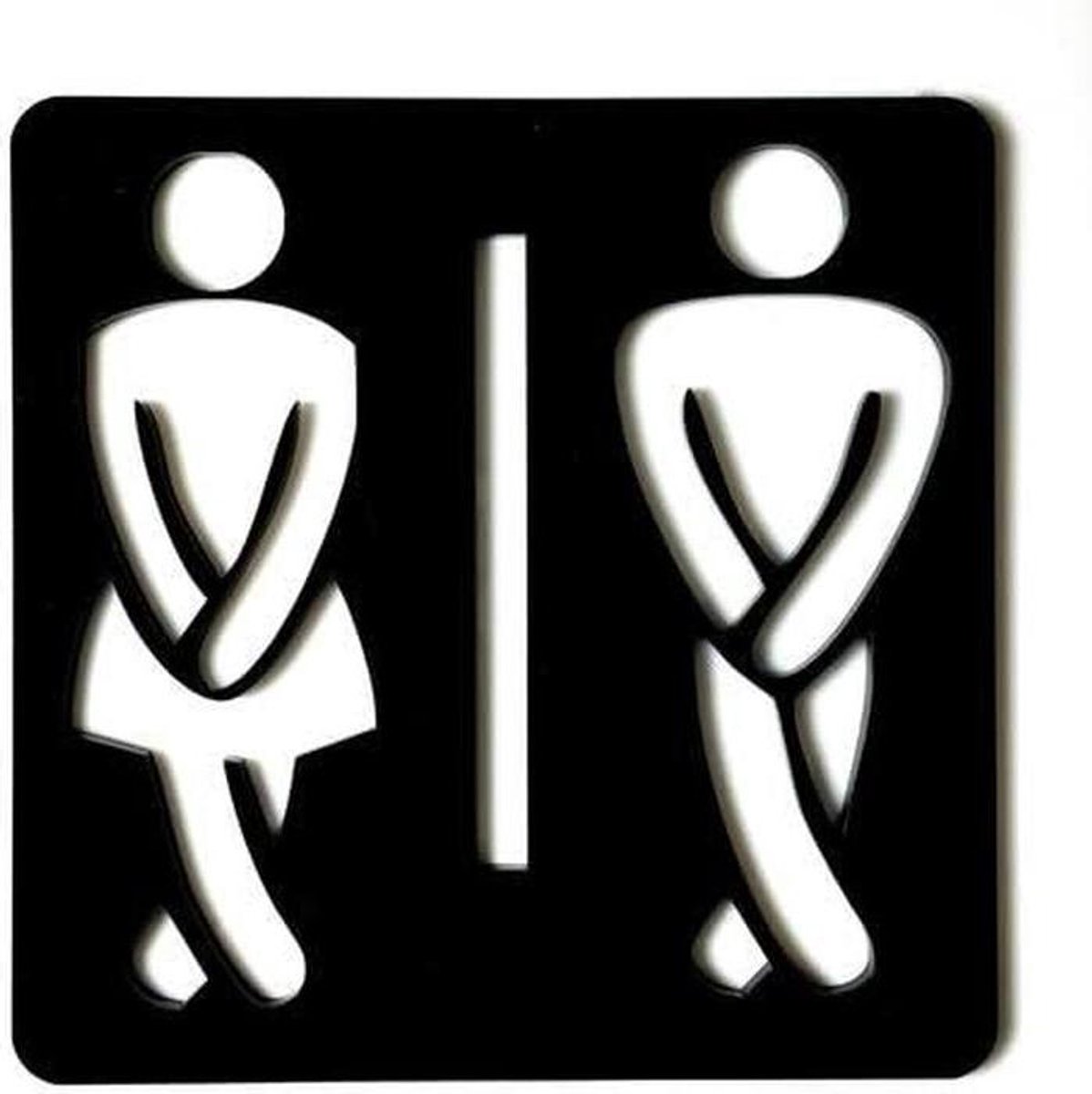 Toilet Deurbord - Toegangsindicatie - Ruimte Aangeven - Acryl Materiaal - 12x12cm - Zwart
