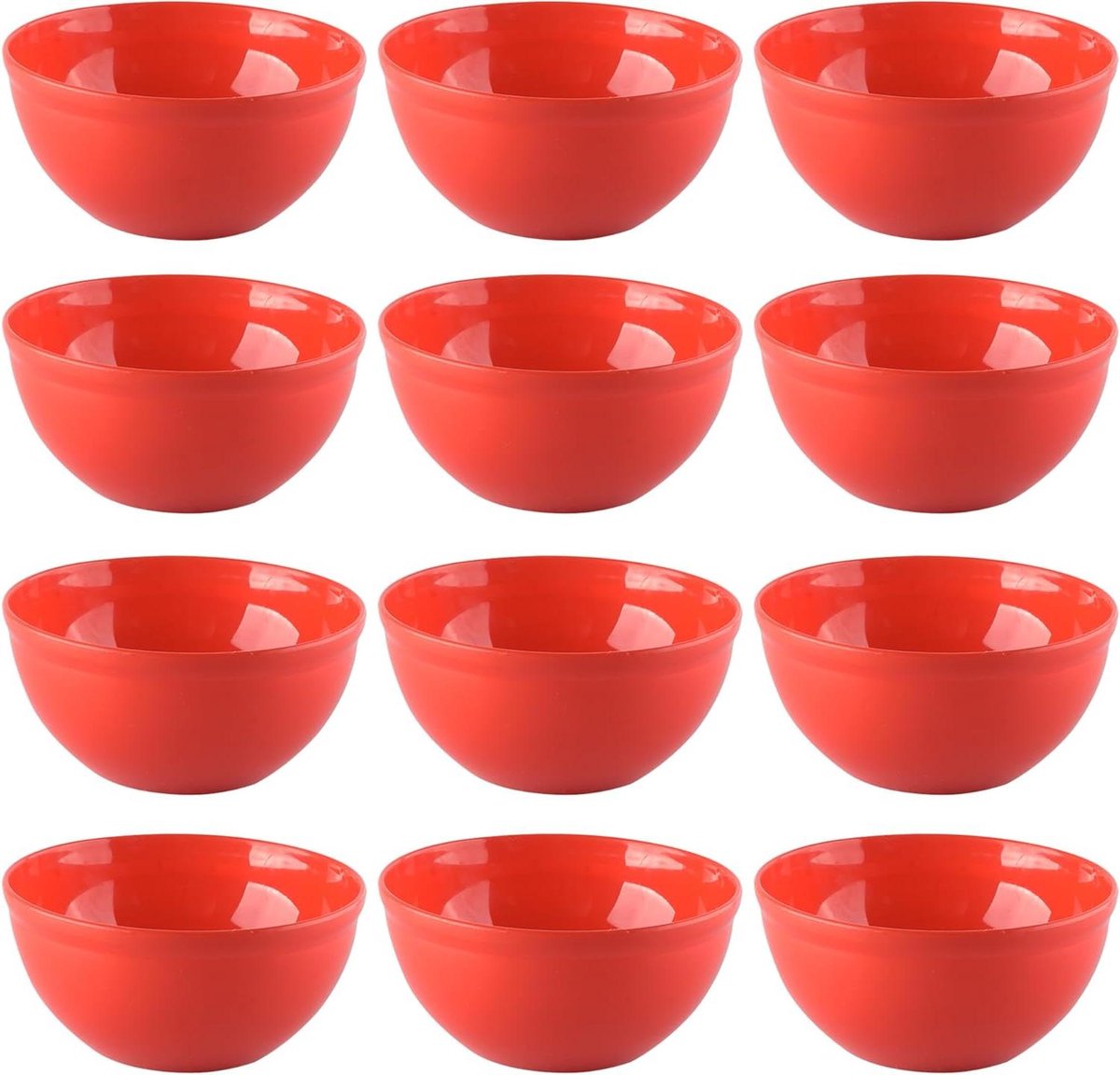 Plastic kommen - Mengkommen set - Keuken gebruik - Magnetronbestendig - 12 stuks 1500 ml - Rood