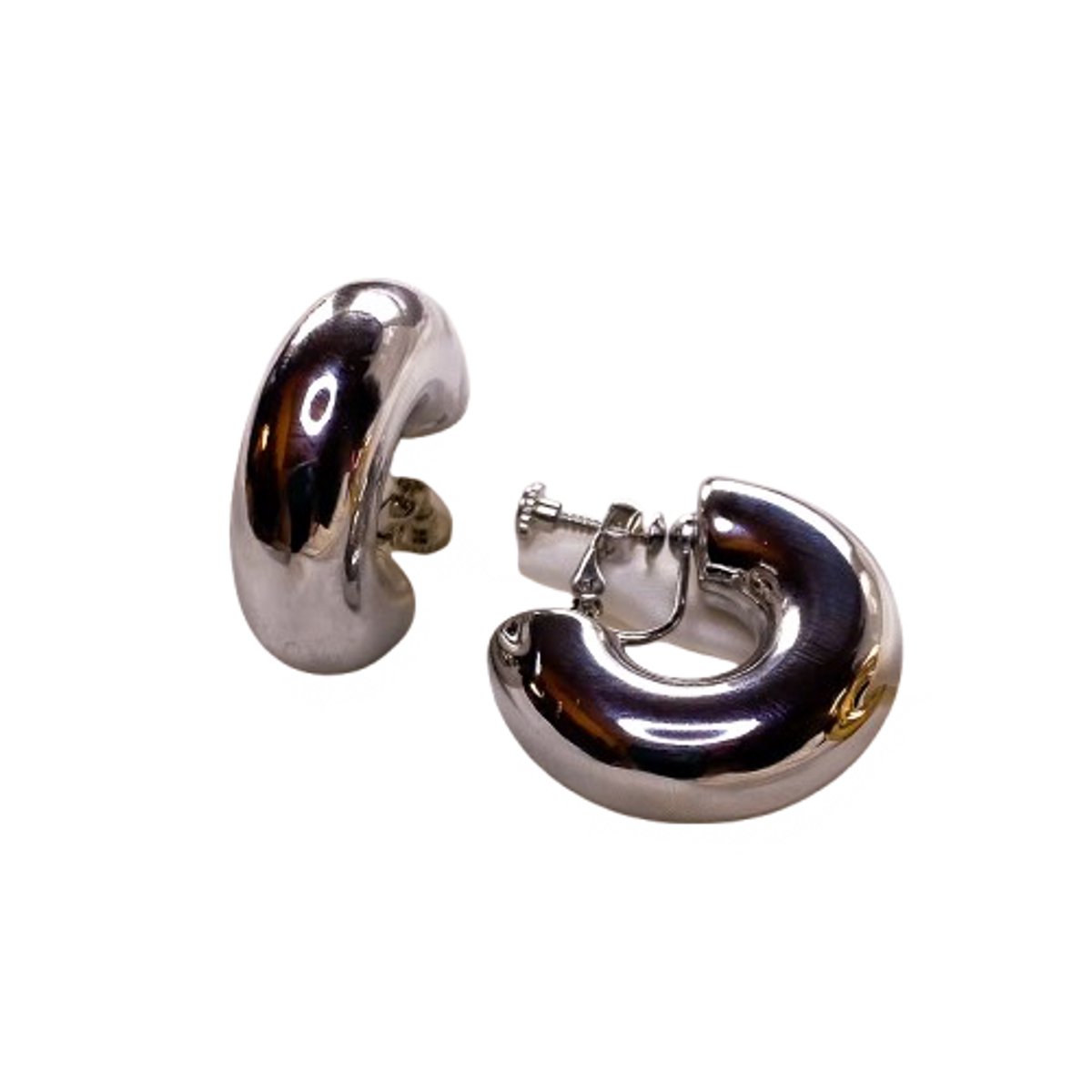 Klipoorbellen.com - Smooth ringen Klipoorbellen - Zilver - zilverkleurig- Bold Hoops Collectie - klipoorbellen - clip on oorbellen - oorbellen zonder piercing - oorclip - klemoorbel - nepoorbel