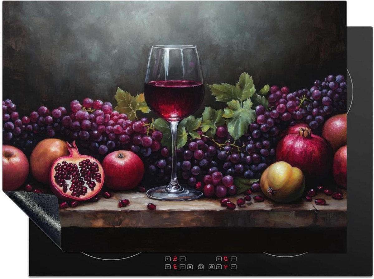 Inductie Beschermer - Kookplaat Mat - Extra Werkruimte - Unieke Foto Print - 70x52 cm - Wijn Fruit