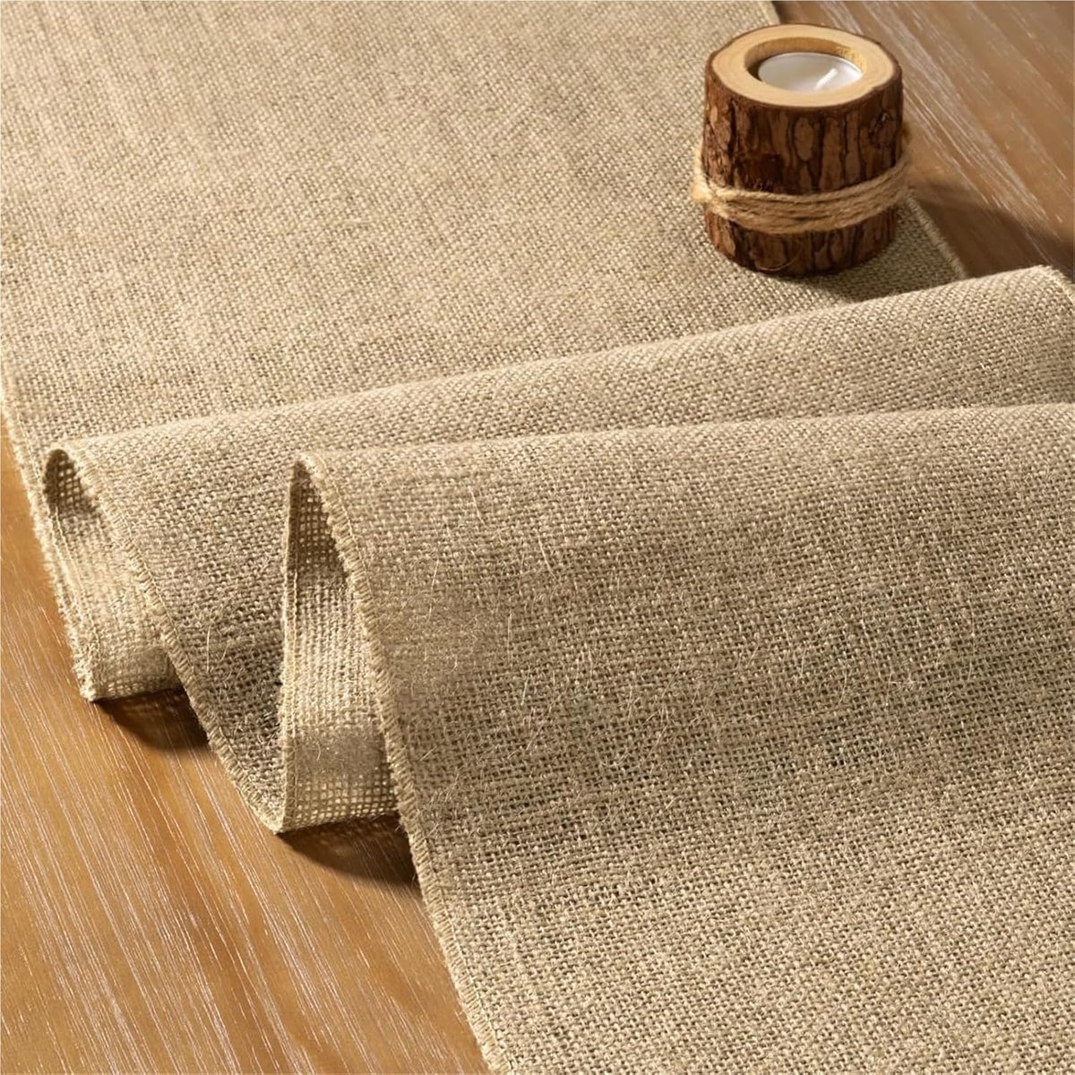 Jute tafelloper - Rustieke loper - Tafeldecoratie - Natuurlijke textuur - 30x120 cm - Stijl A