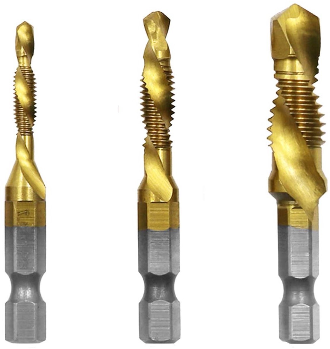 Set van 3 HSS Draadboor Bits voor Hout, Kunststof en Dun Aluminium - 1/4 Inch Hex Schacht, Verzonken Boor Gereedschap voor Precisie en Efficiëntie