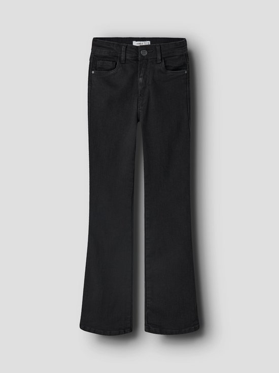 Zwarte Name It jeans voor meisjes met flared pijpen.