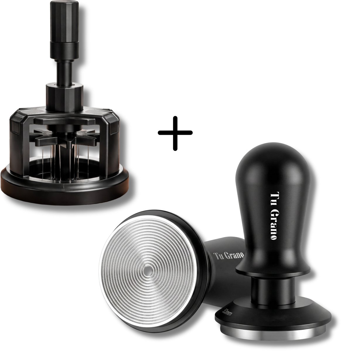 Tu Grano WDT Tool + Koffie Tamper 51mm Bundel - 10 Naalden - Gekalibreerde Klik Tamper - Espresso Accessoires Set